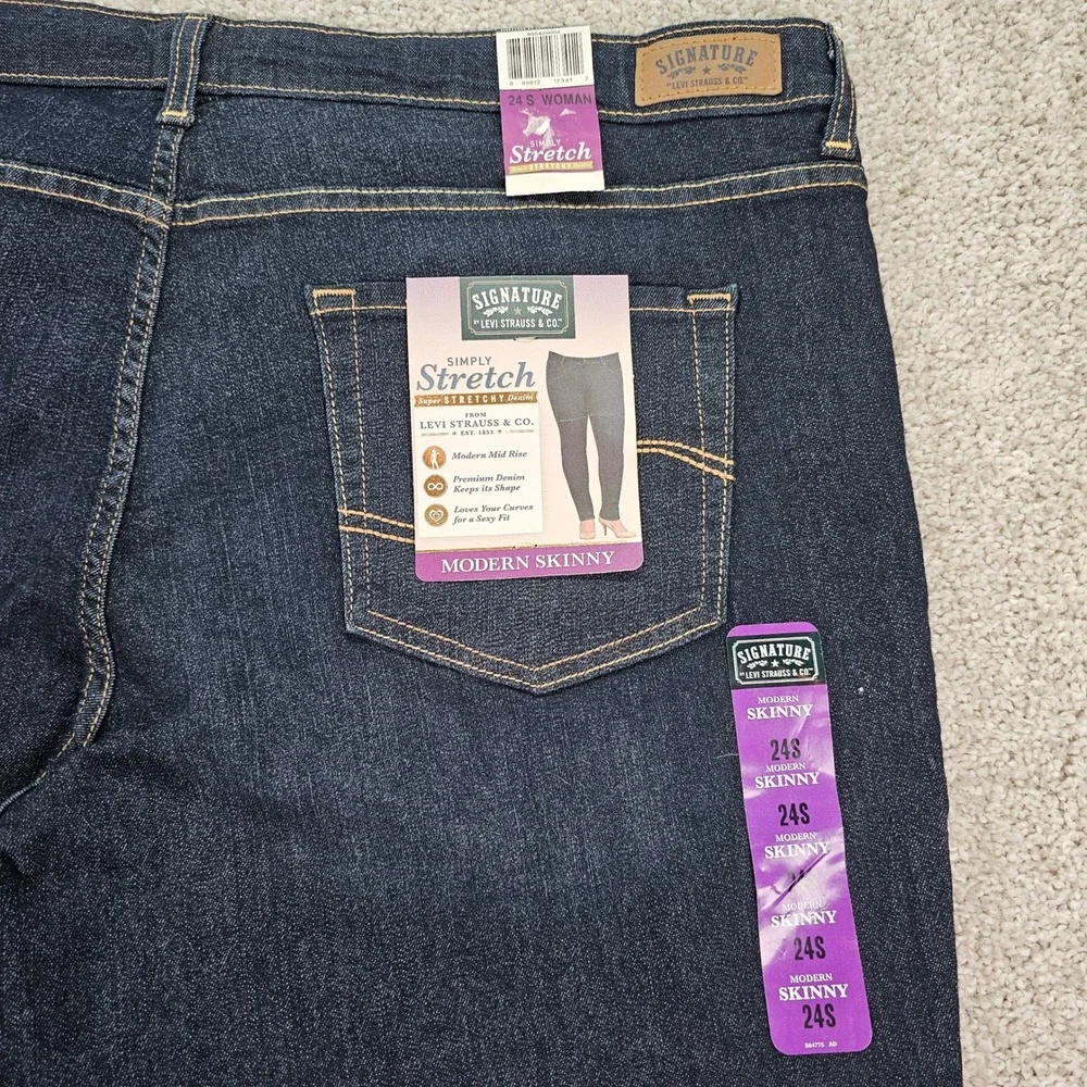 New Signature by Levi Strauss & Co Modern Skinny Jeans Dark Wash Womens Size 24S